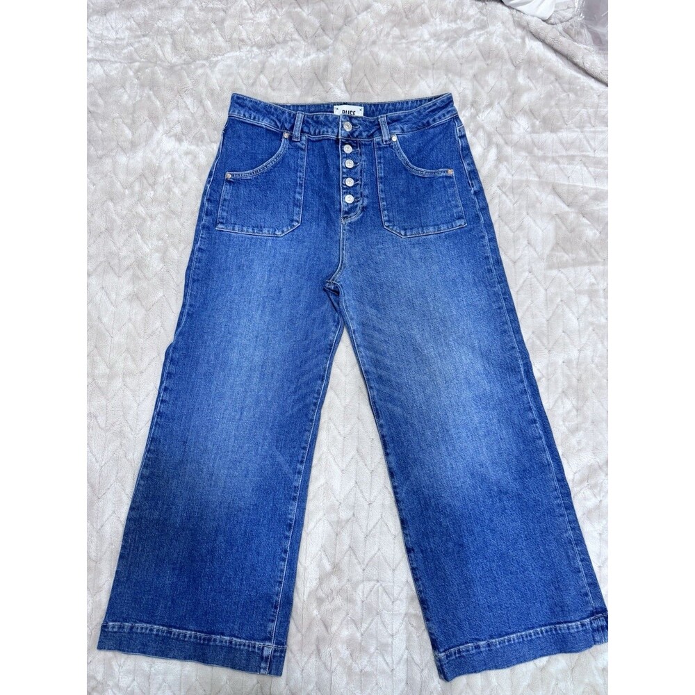 Paige Anessa High Rise Wide Leg Jeans Dark Wash Full Length size 31